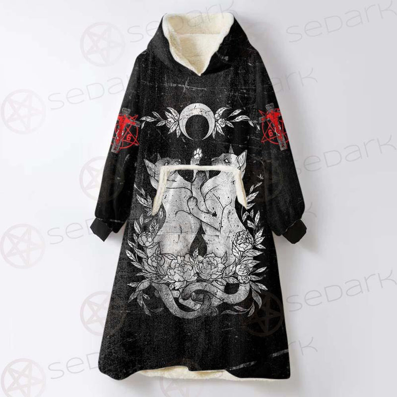 Satanic Inverted Cross 666 SED-0434 Oversized Sherpa Blanket Hoodie