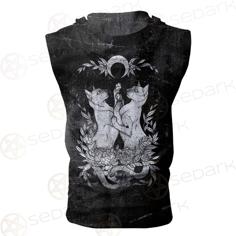 Satanic Inverted Cross 666 SED-0434 Zip Sleeveless Hoodie