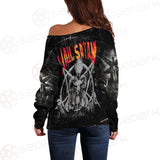 Hail Satan SED-0437 Off Shoulder Sweaters