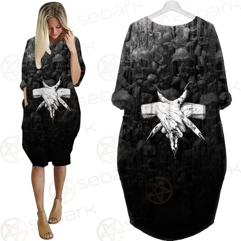 Pentagram Skull Forest SED-0449 Batwing Pocket Dress