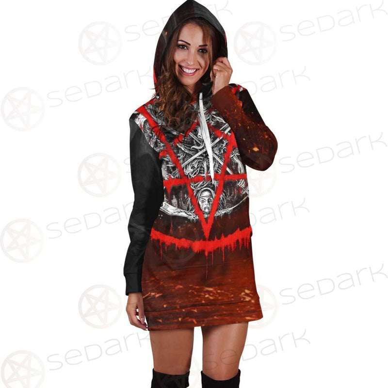 Red Baphomet SED-0453 Hoodie Dress