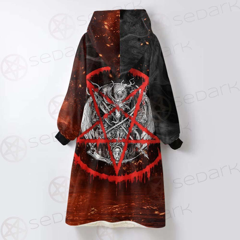 Red Baphomet SED-0453 Oversized Sherpa Blanket Hoodie