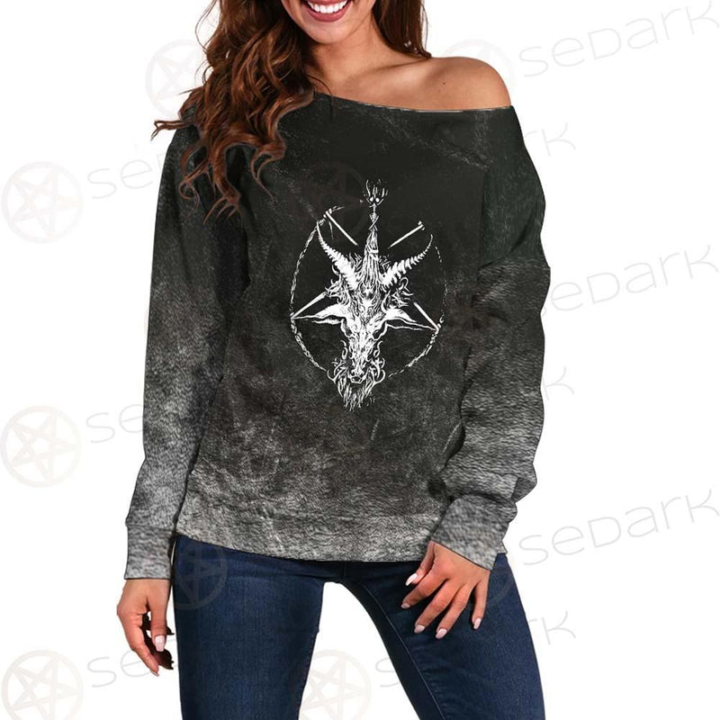 Satan 666 Skulls SED-0455 Off Shoulder Sweaters