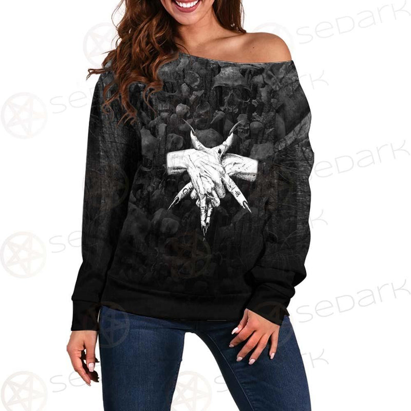 Satan 666 Black SED-0456 Off Shoulder Sweaters