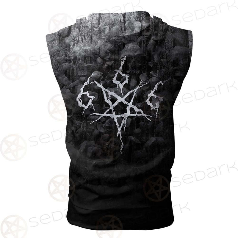 Satan 666 Black SED-0456 Zip Sleeveless Hoodie