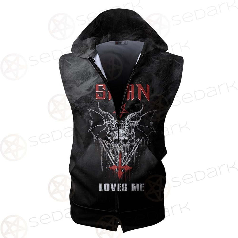 Satan Loves Me SED-0462 Zip Sleeveless Hoodie