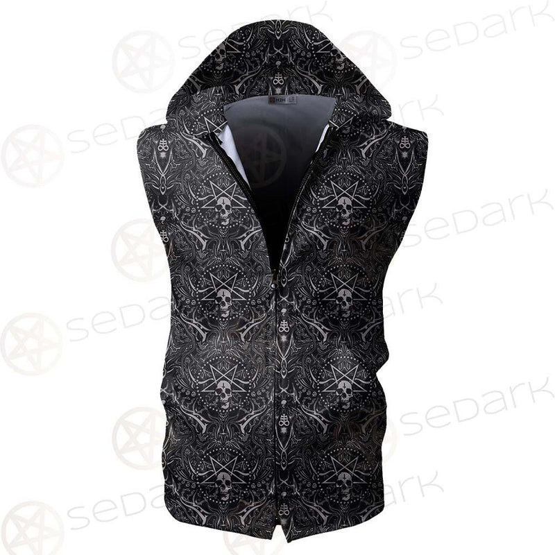 Satan Pattern SED-0467 Zip Sleeveless Hoodie