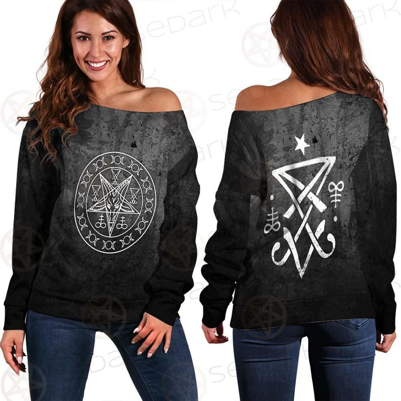 Sigil Of Satan Symbol SED-0470 Off Shoulder Sweaters