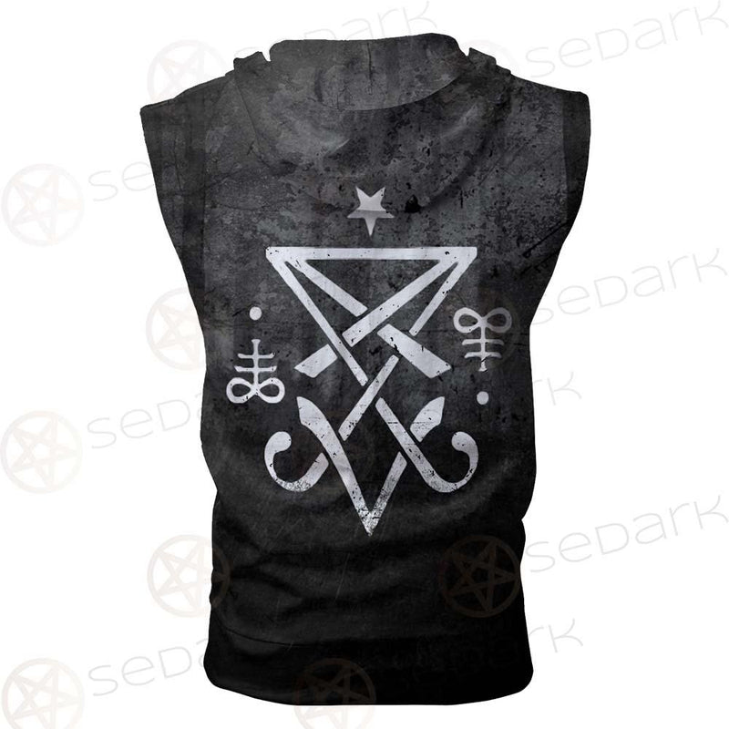 Sigil Of Satan Symbol SED-0470 Zip Sleeveless Hoodie