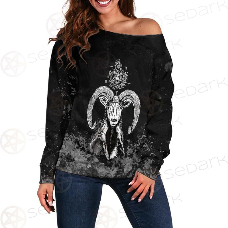 Sigil Of Baphomet 666 SED-0475 Off Shoulder Sweaters