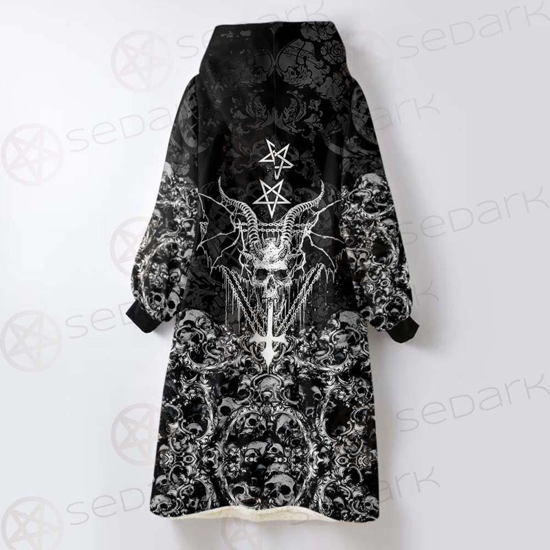 Skull Sigil Of Baphomet SED-0480 Oversized Sherpa Blanket Hoodie