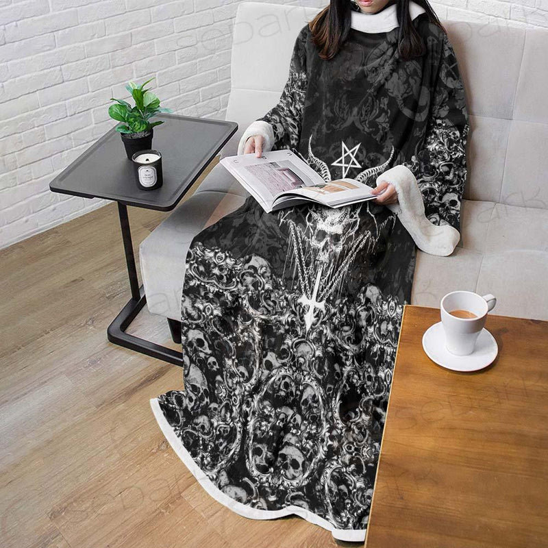 Skull Sigil Of Baphomet SED-0480 Sleeved Blanket
