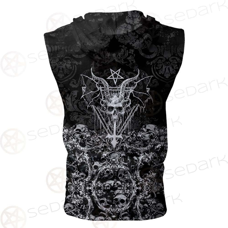 Skull Sigil Of Baphomet SED-0480 Zip Sleeveless Hoodie