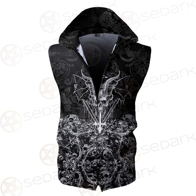 Skull Sigil Of Baphomet SED-0480 Zip Sleeveless Hoodie