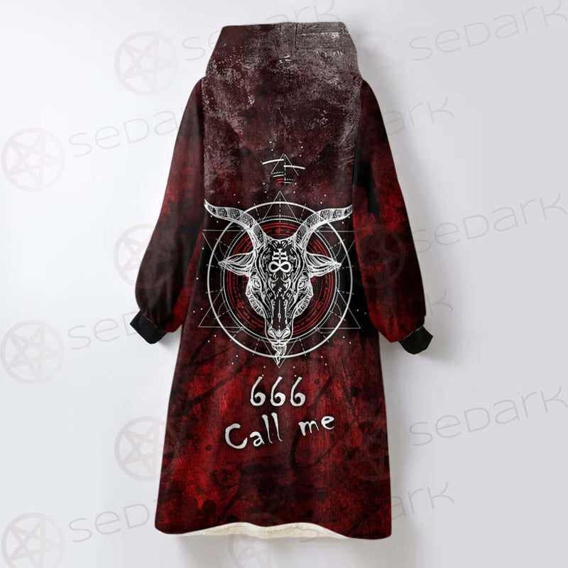 Satan 666 Call Me SED-0485 Oversized Sherpa Blanket Hoodie