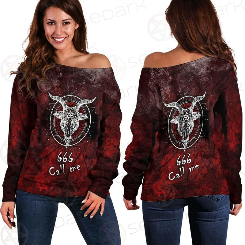 Satan 666 Call Me SED-0485 Off Shoulder Sweaters