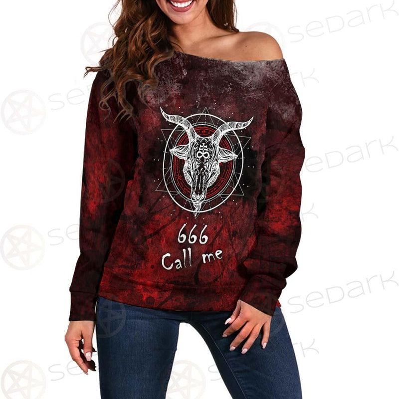 Satan 666 Call Me SED-0485 Off Shoulder Sweaters