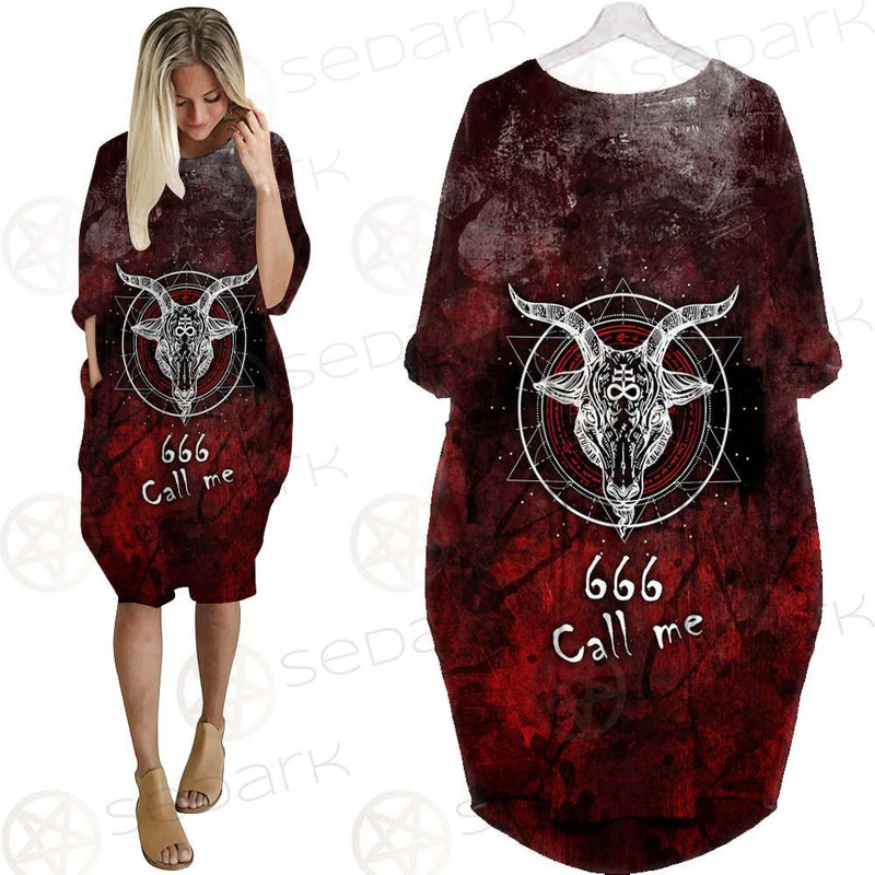 Satan 666 Call Me SED-0485 Batwing Pocket Dress