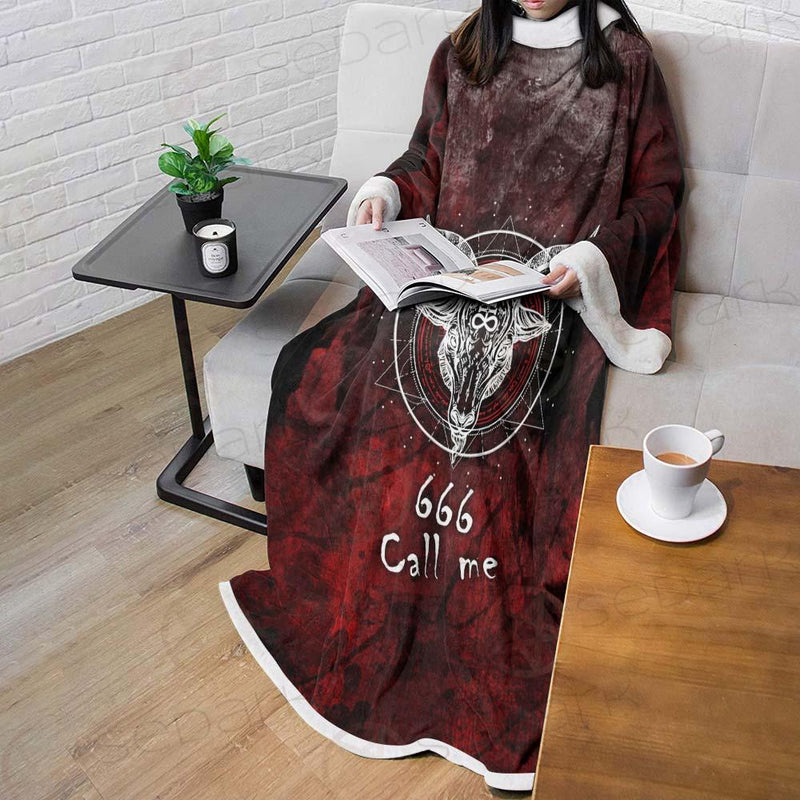 Satan 666 Call Me SED-0485 Sleeved Blanket