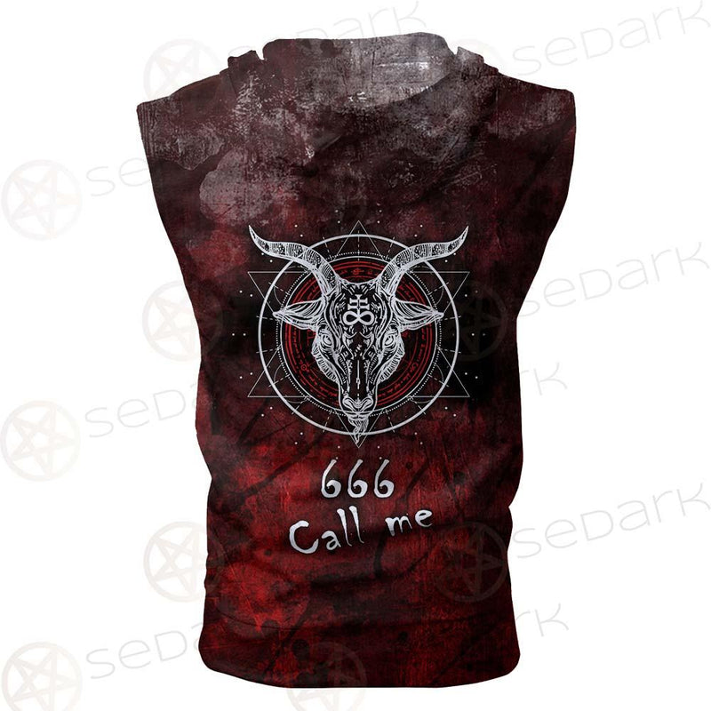Satan 666 Call Me SED-0485 Zip Sleeveless Hoodie