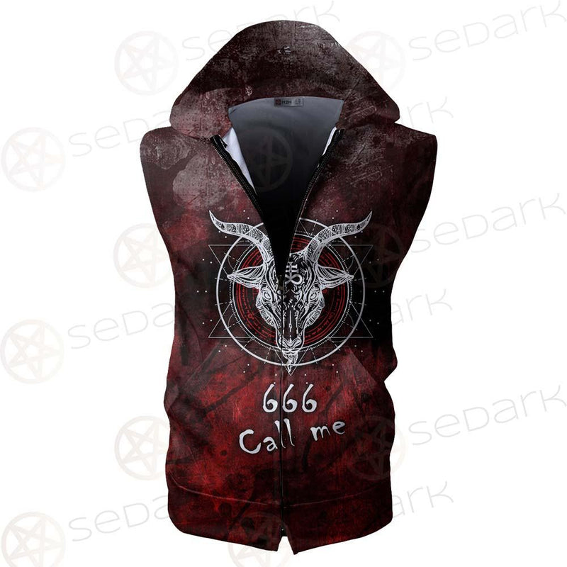 Satan 666 Call Me SED-0485 Zip Sleeveless Hoodie