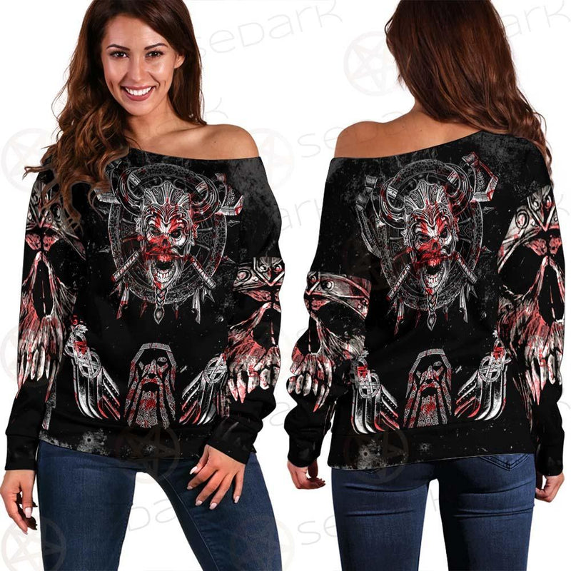 Viking Head Art SED-0486 Off Shoulder Sweaters