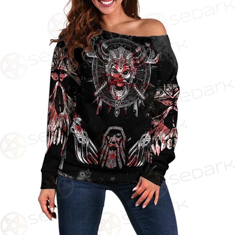 Viking Head Art SED-0486 Off Shoulder Sweaters