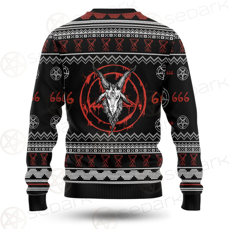 Red Baphomet Goat Head SED-0490 Woolen Sweater