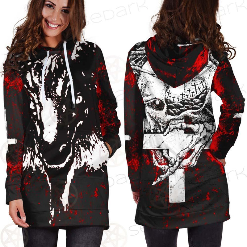Satan Head Cross Inverted SED-0493 Hoodie Dress
