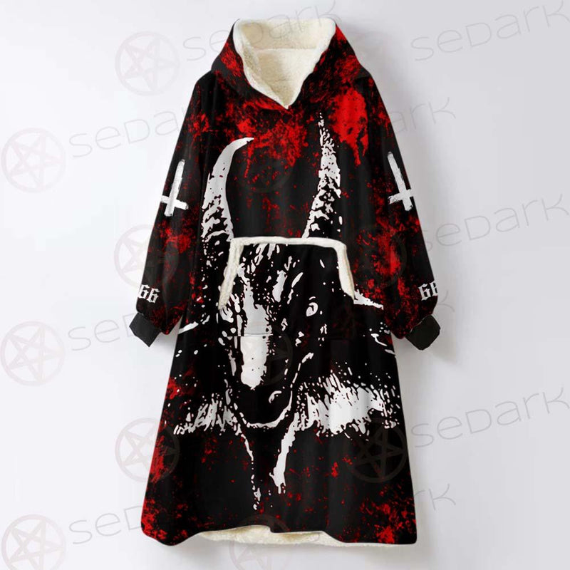 Satan Head Cross Inverted SED-0493 Oversized Sherpa Blanket Hoodie