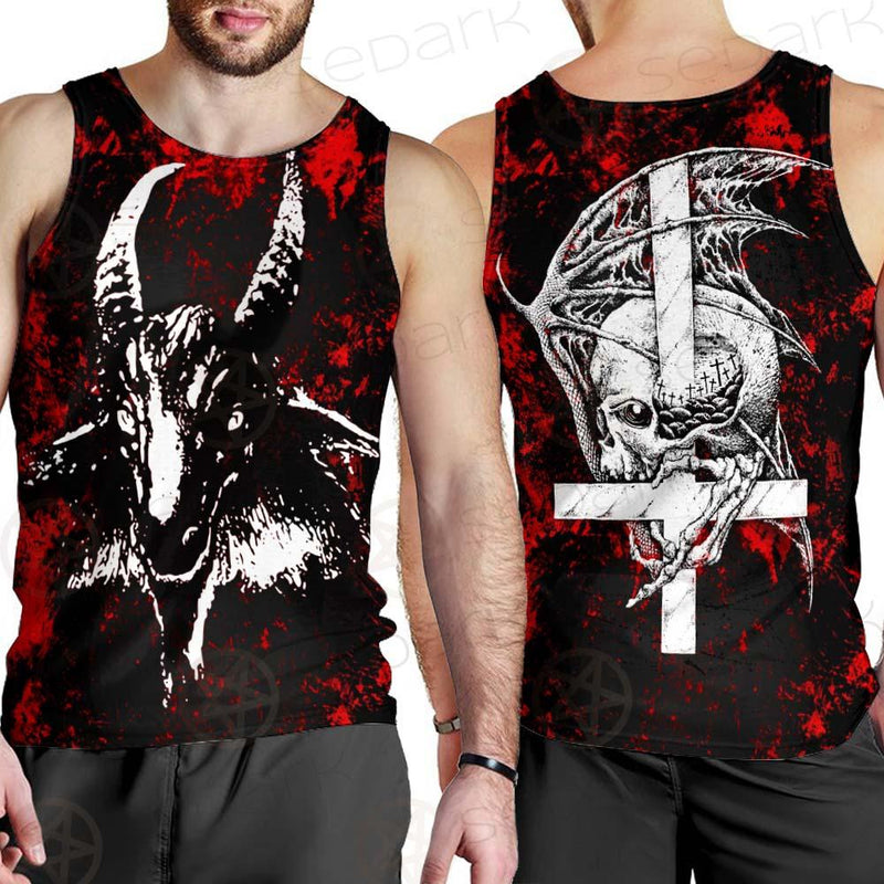 Satan Head Cross Inverted SED-0493 Men Tank-tops