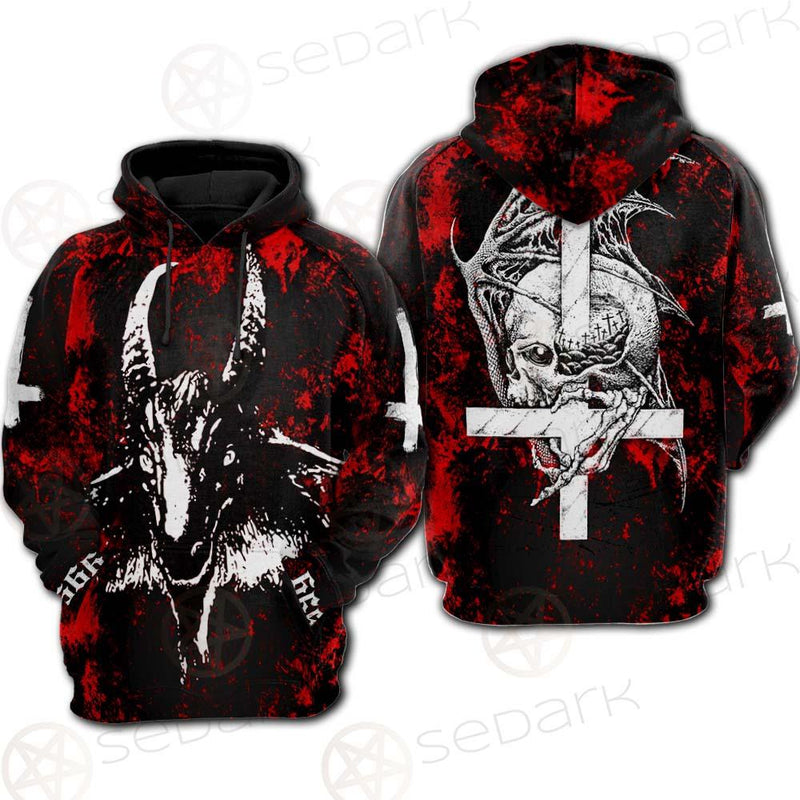 Satan Head Cross Inverted SED-0493 Hoodie & Zip Hoodie Raglan