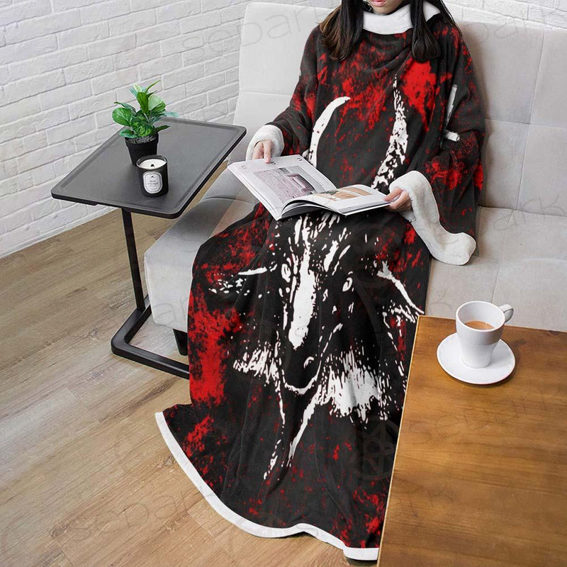 Satan Head Cross Inverted SED-0493 Sleeved Blanket