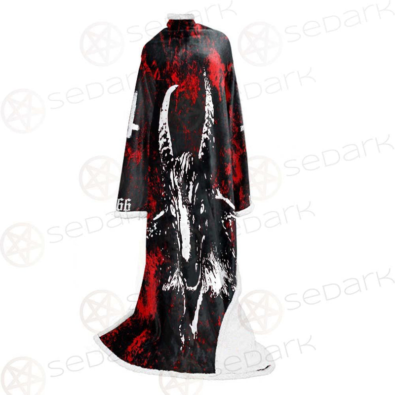Satan Head Cross Inverted SED-0493 Sleeved Blanket