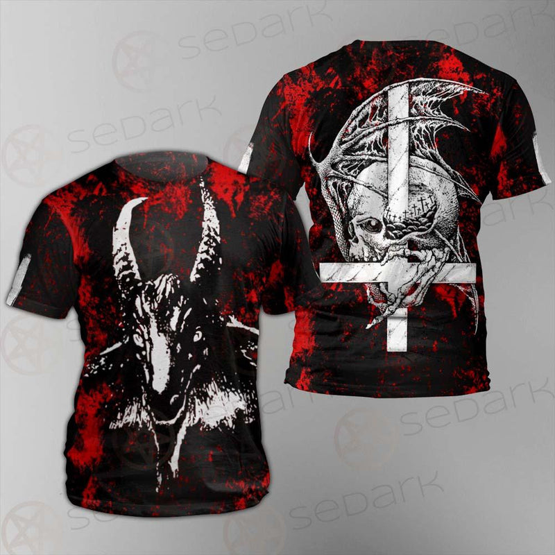 Satan Head Cross Inverted SED-0493 Unisex T-shirt