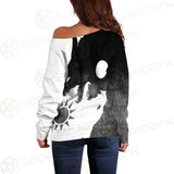 Viking Black And White SED-0495 Off Shoulder Sweaters