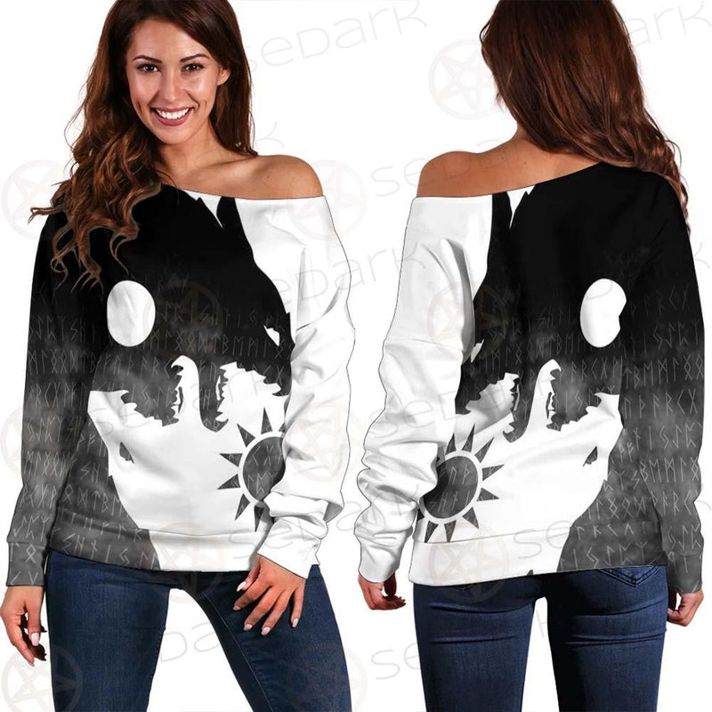 Viking Black And White SED-0495 Off Shoulder Sweaters