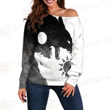Viking Black And White SED-0495 Off Shoulder Sweaters