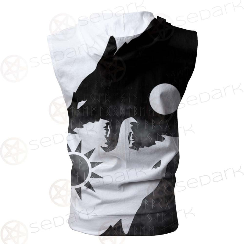 Viking Black And White SED-0495 Zip Sleeveless Hoodie