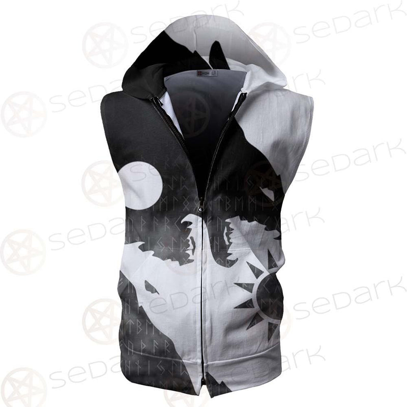 Viking Black And White SED-0495 Zip Sleeveless Hoodie