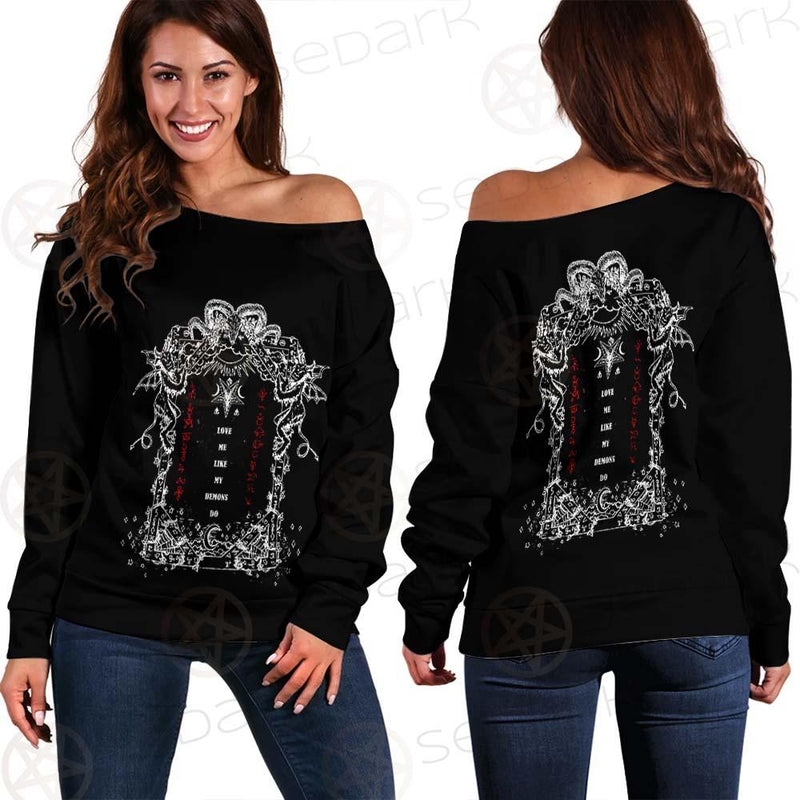 Love Me Like My Demons Do SED-0496 Off Shoulder Sweaters