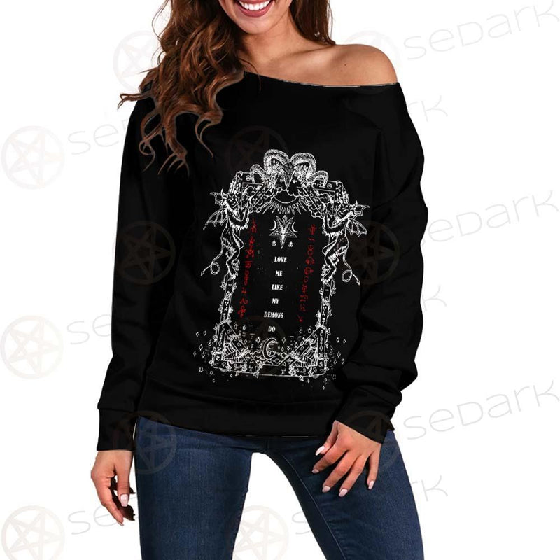 Love Me Like My Demons Do SED-0496 Off Shoulder Sweaters