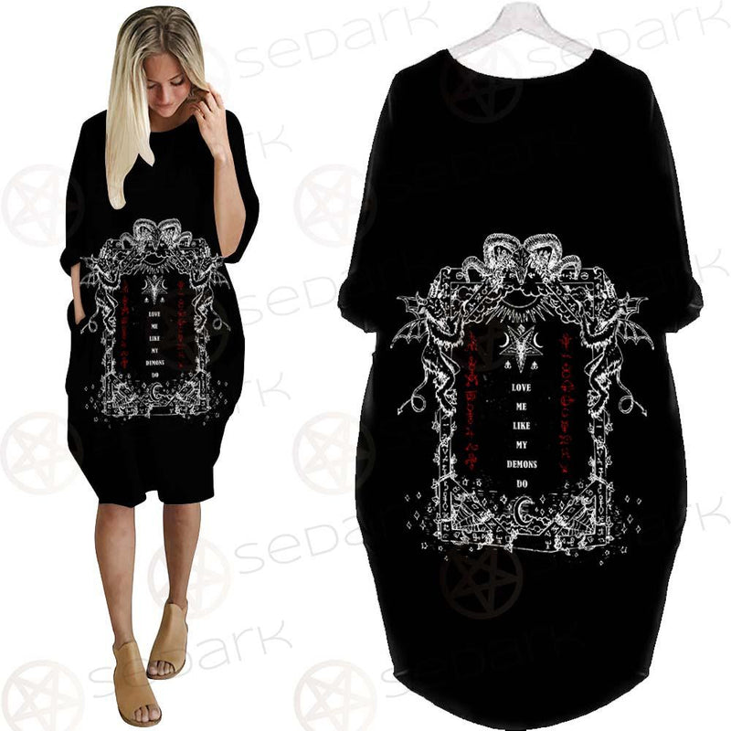Love Me Like My Demons Do SED-0496 Batwing Pocket Dress