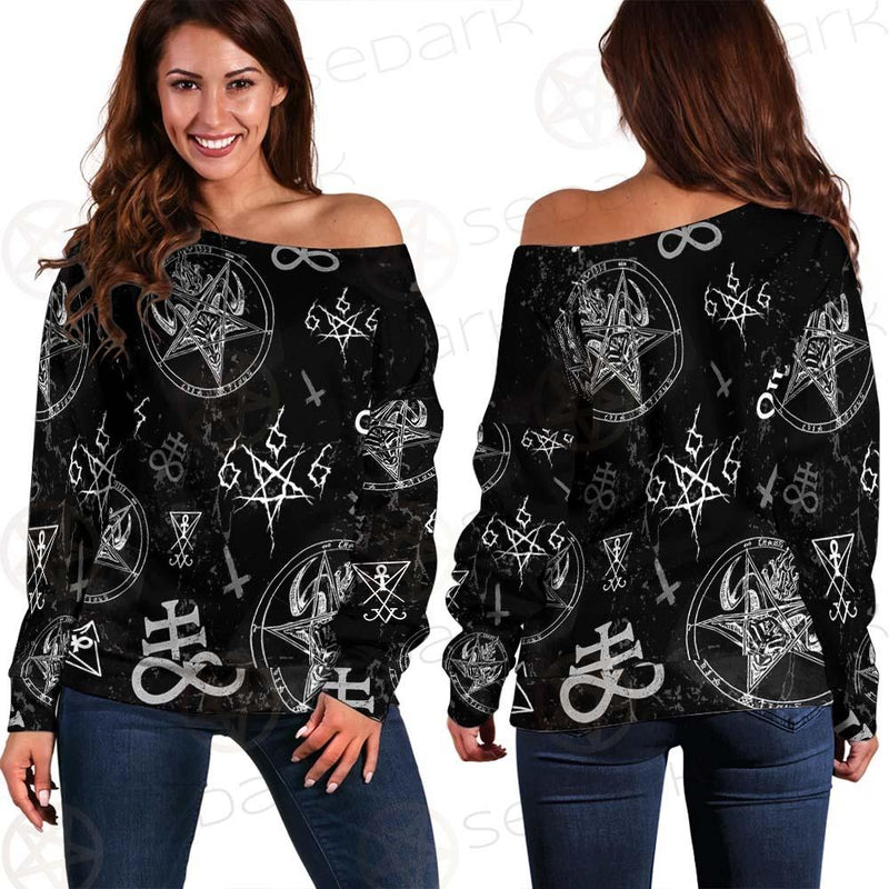 Satan Symbols SED-0497 Off Shoulder Sweaters