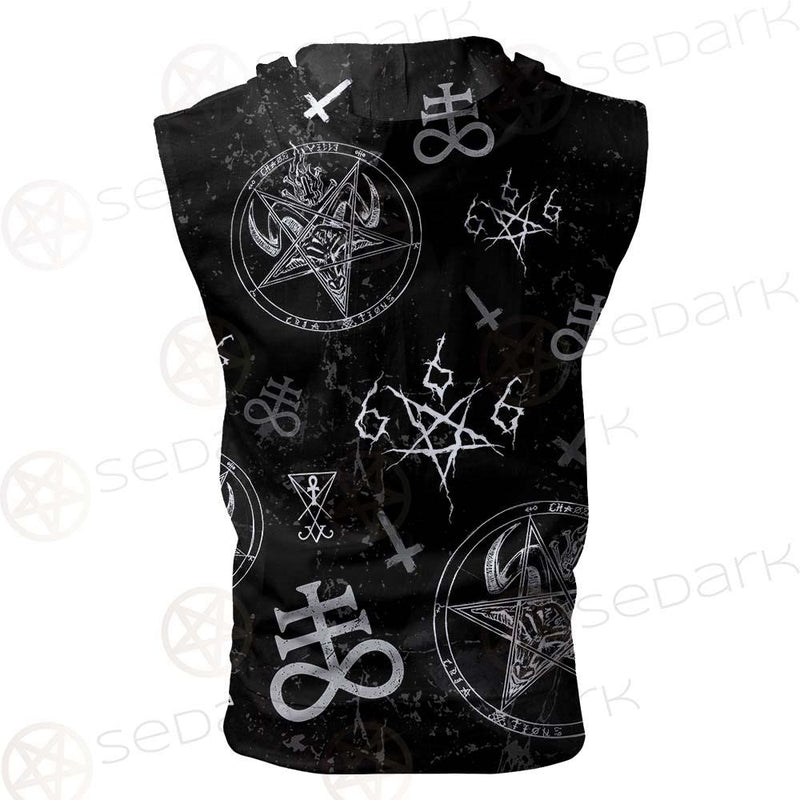 Satan Symbols SED-0497 Zip Sleeveless Hoodie