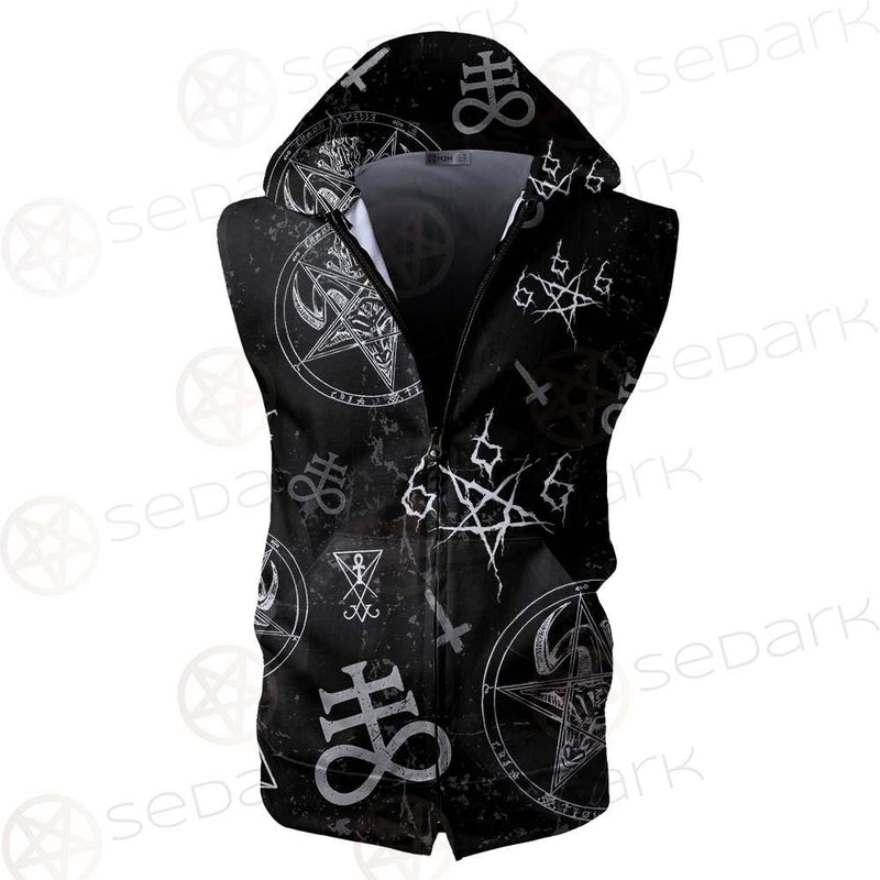 Satan Symbols SED-0497 Zip Sleeveless Hoodie