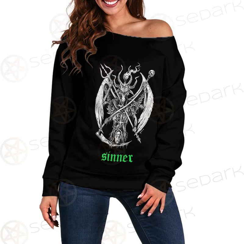 Satan Sinner 666 SED-0498 Off Shoulder Sweaters
