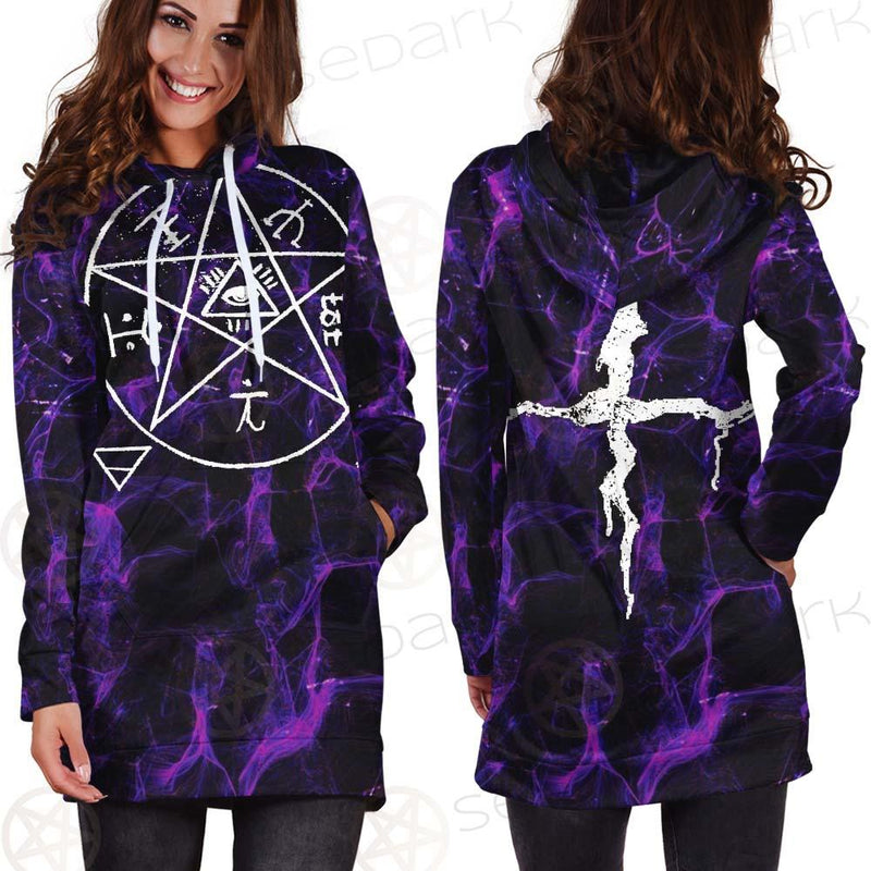 Satan Cross Inverted Purple SED-0499 Hoodie Dress