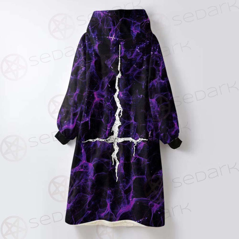 Satan Cross Inverted Purple SED-0499 Oversized Sherpa Blanket Hoodie
