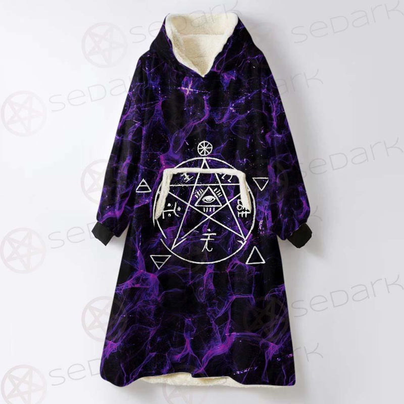 Satan Cross Inverted Purple SED-0499 Oversized Sherpa Blanket Hoodie